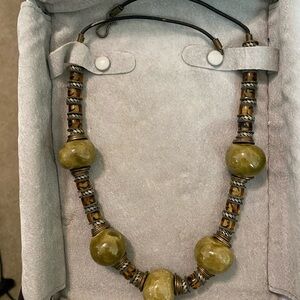 Ceramic and glass beaded necklace